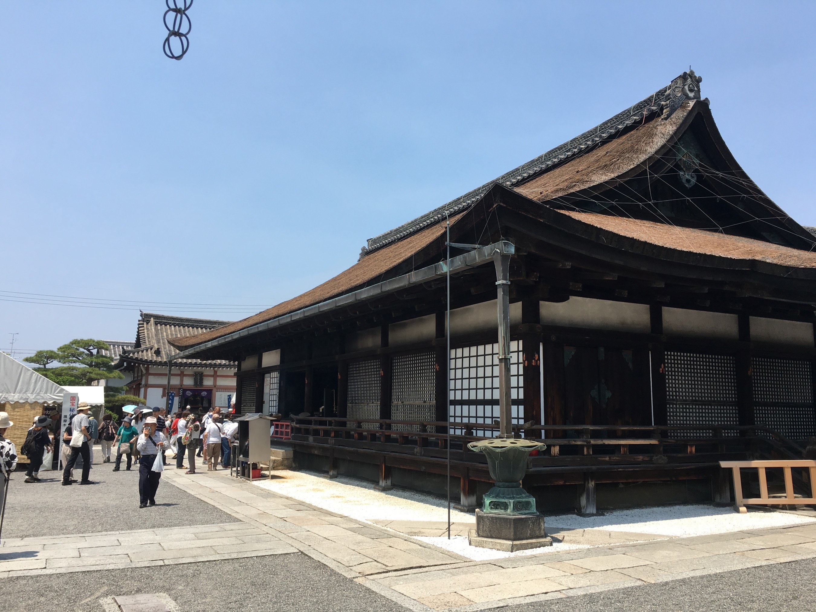 Wooden prayer cards were being purified by fire in the Founders Hall at Toji on May 21st Temple.