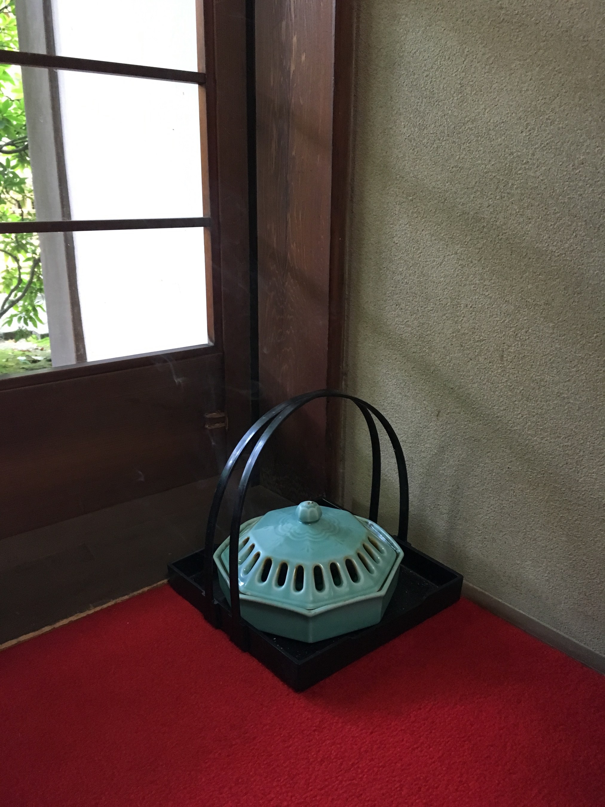 There is a 'Way of Incense (Fragrance)' just as there is a 'Way of Tea'. Kodo is not as well known as Chado. Indeed, when you type Kodo into an internet search the taiko group comes up! This incense burner is in the Isuzen restaurant at Daitoku-ji temple. Incense is also prominent at Buddhist Temples where it is used for prayer and purification. Kodo, like Chado, has a set of codified ways of handling incense. It is something I would like to explore further.