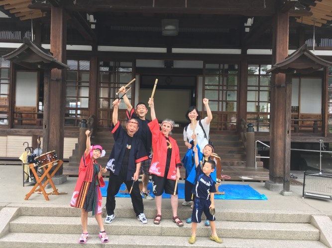 The Matsuda family and me after we had played the Matsuri outdoors. Go taiko!