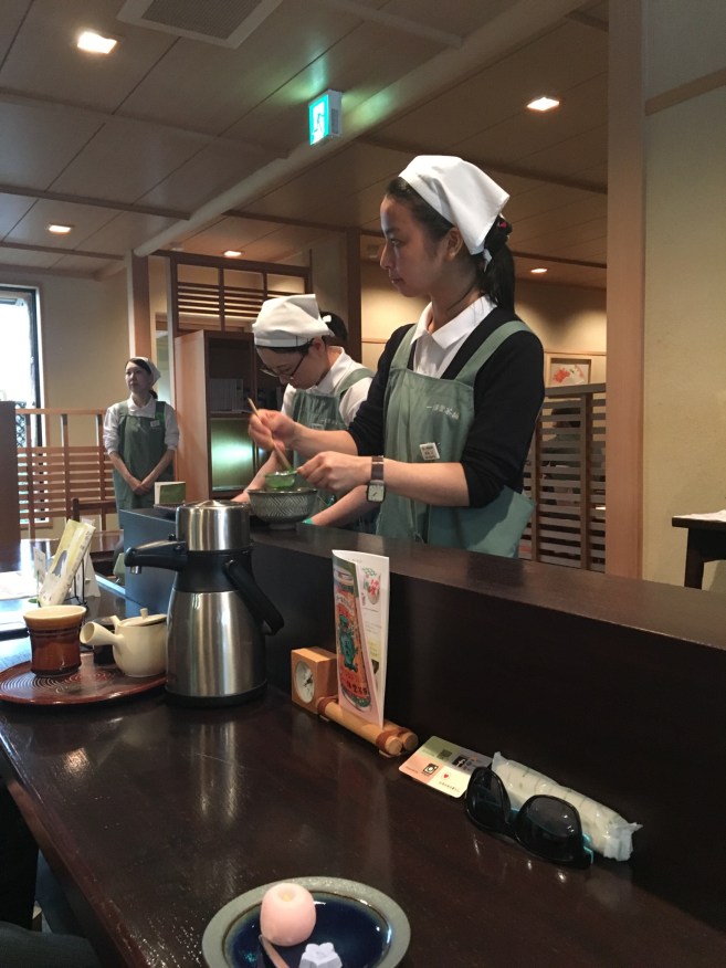 Tea being made at the famous Ippodo tea shop in Kyoto. You can try both koicha and ucacha in the one sitting. It is worth the experience.